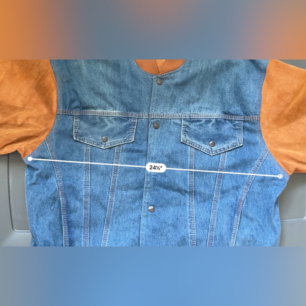 Vintage PEANUTS Charlie Brown Denim Suede bomber jacket | Size L - Picture 6 of 13